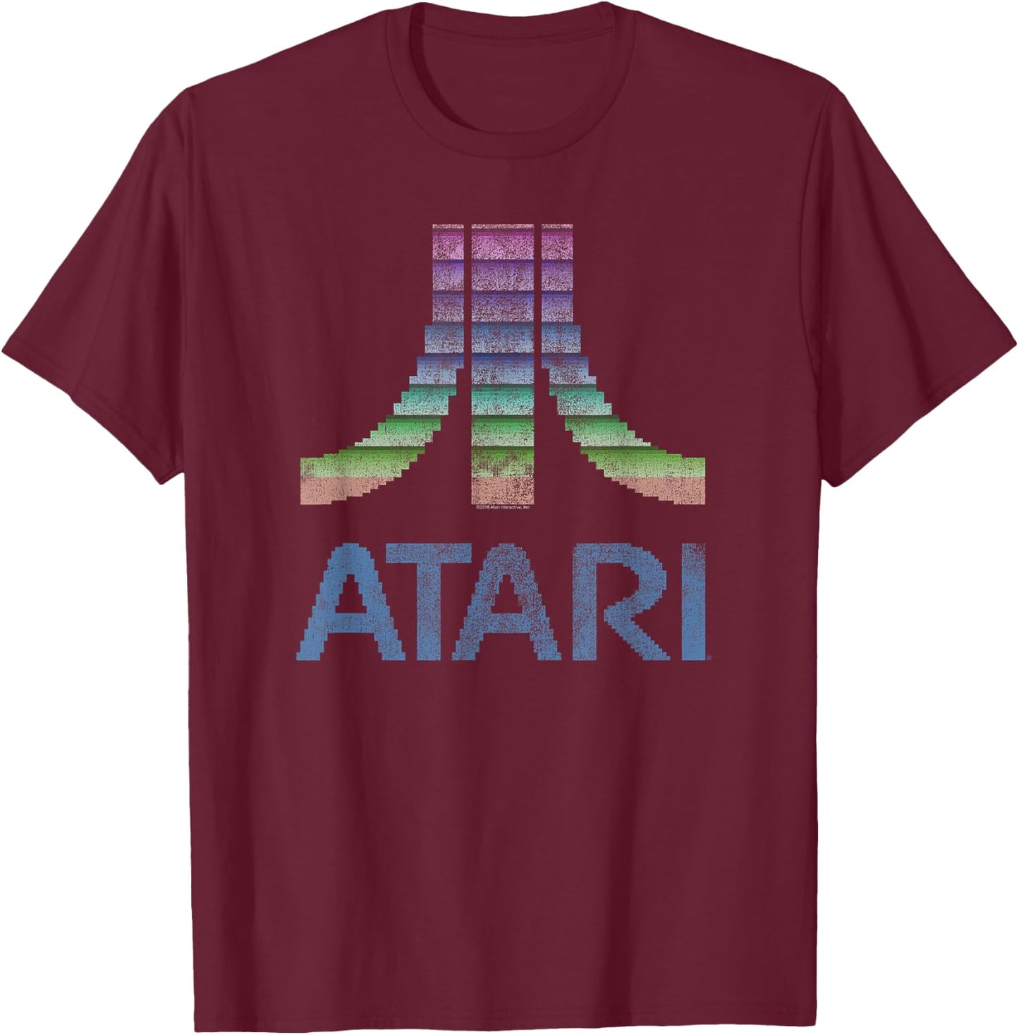 ATARI 8-Bit Rainbow Retro Video Game Logo T-Shirt - T-Shirt | Maroon