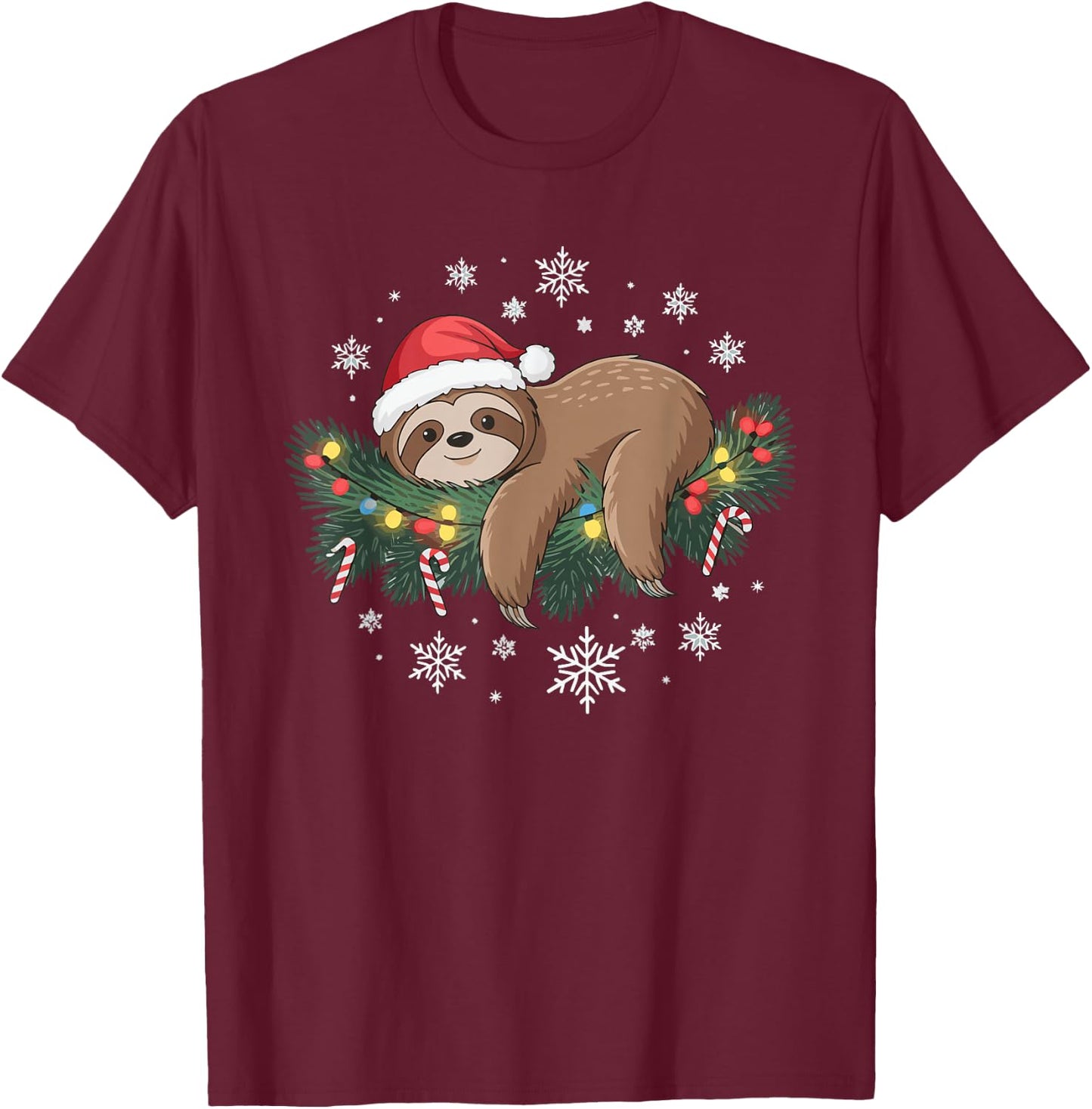 Sloth Christmas T-Shirt - T-Shirt | Maroon