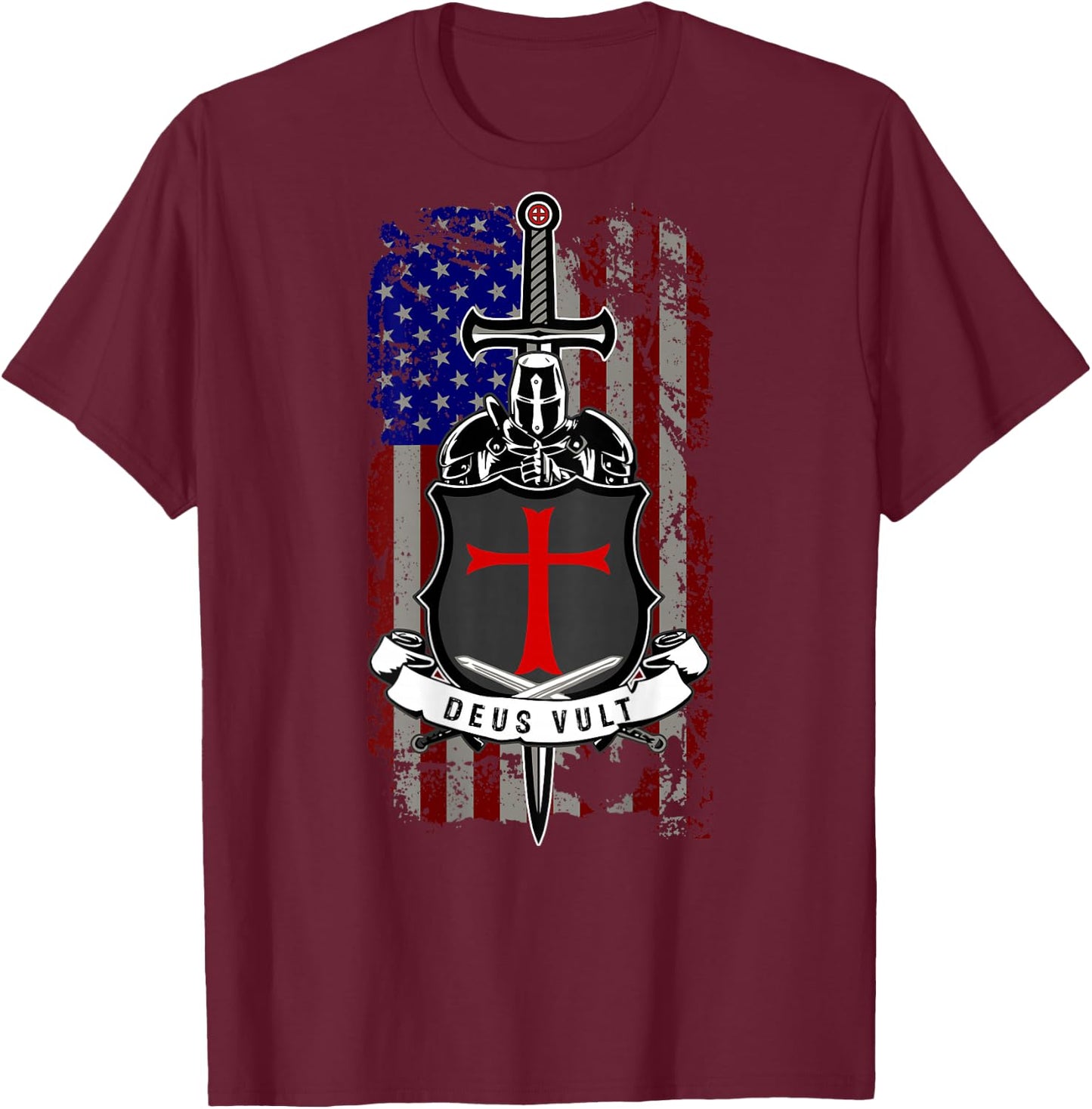 Deus Vult - GOD Wills IT T-Shirt - T-Shirt | Maroon