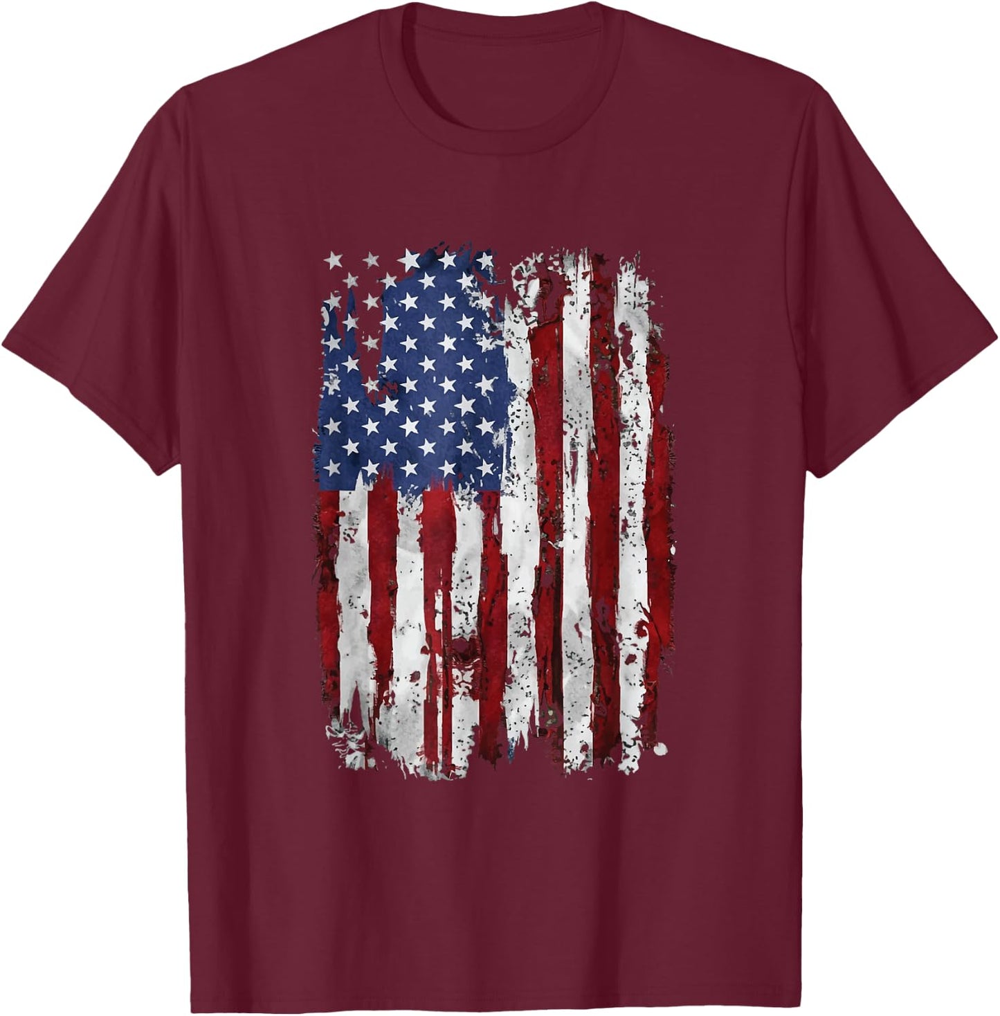 Distressed American Flag 4th July Patriotic USA Independence T-Shirt - T-Shirt | Maroon
