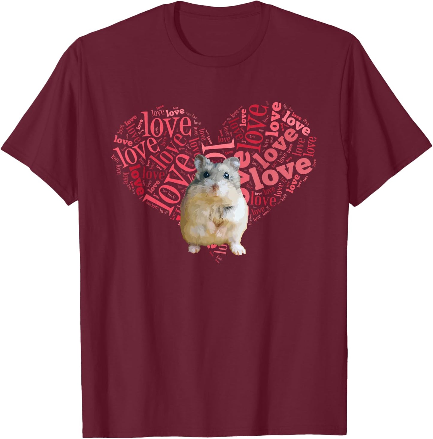 I Love Dwarf Hamsters - Heart Shaped Robo Lover Gift T-Shirt - T-Shirt | Maroon