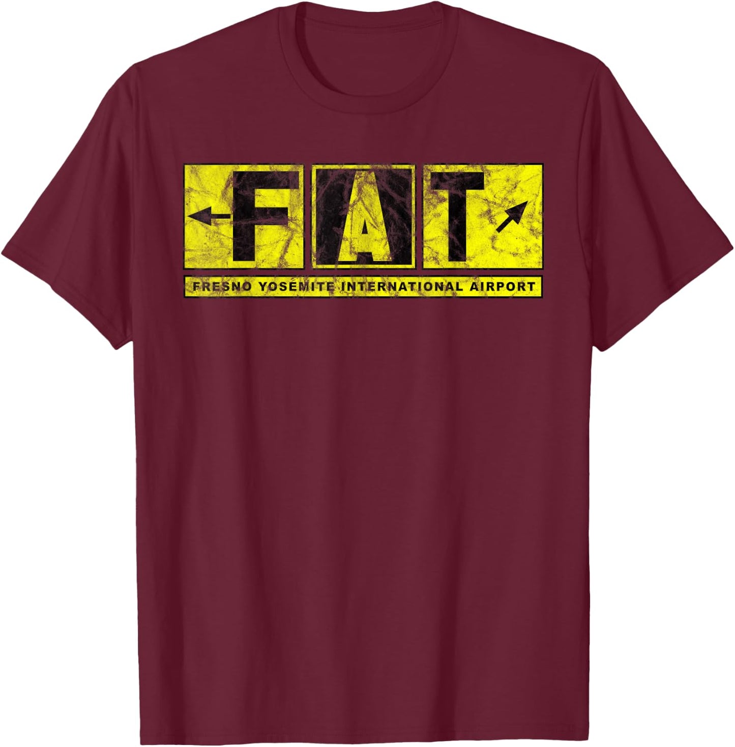 FAT Fresno Yosemite Int'l Airport Taxiway Sign Pilot Vintage T-Shirt - T-Shirt | Maroon