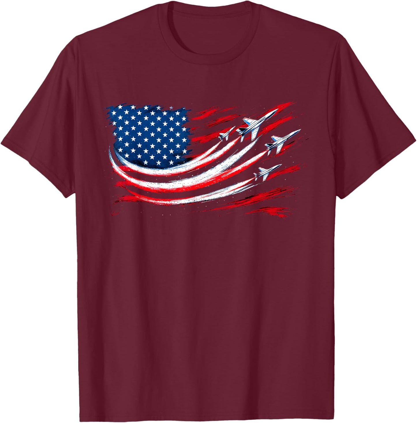 American Flag Aviation Pilot Fighter Jets 4th of July T-Shirt - T-Shirt | Maroon