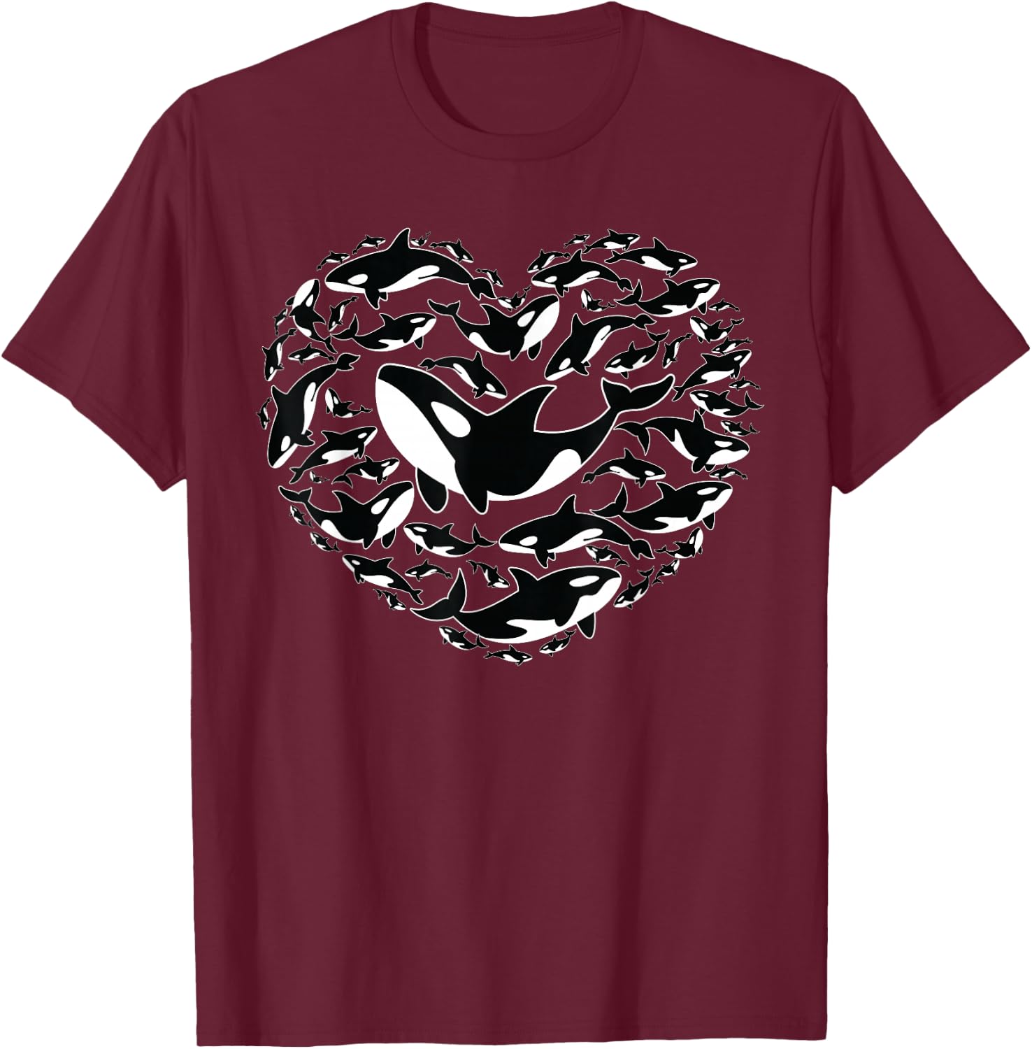 Valentine's Day Orca Whale Sea Panda as Men Women Kids T-Shirt - T-Shirt | Maroon