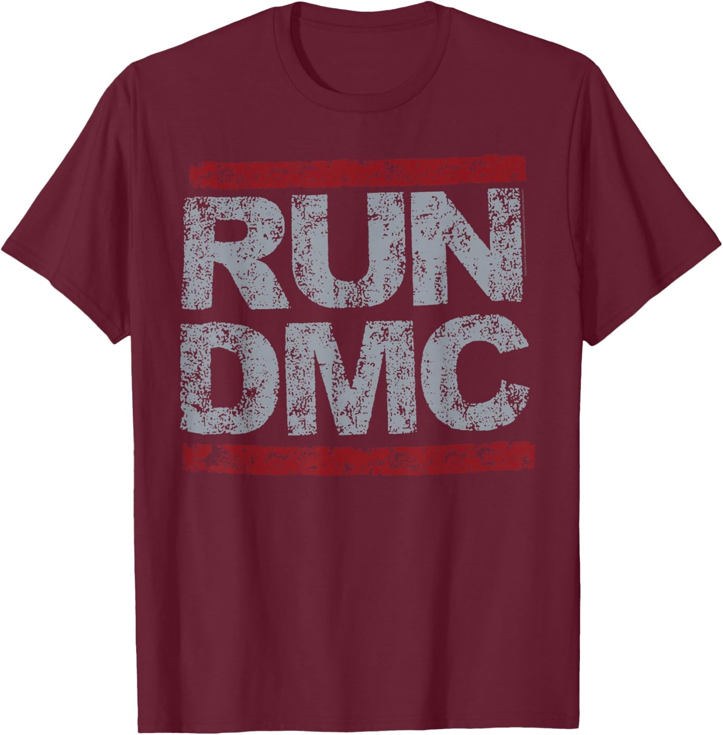 Run DMC Official Grunge Logo T-Shirt - T-Shirt | Maroon