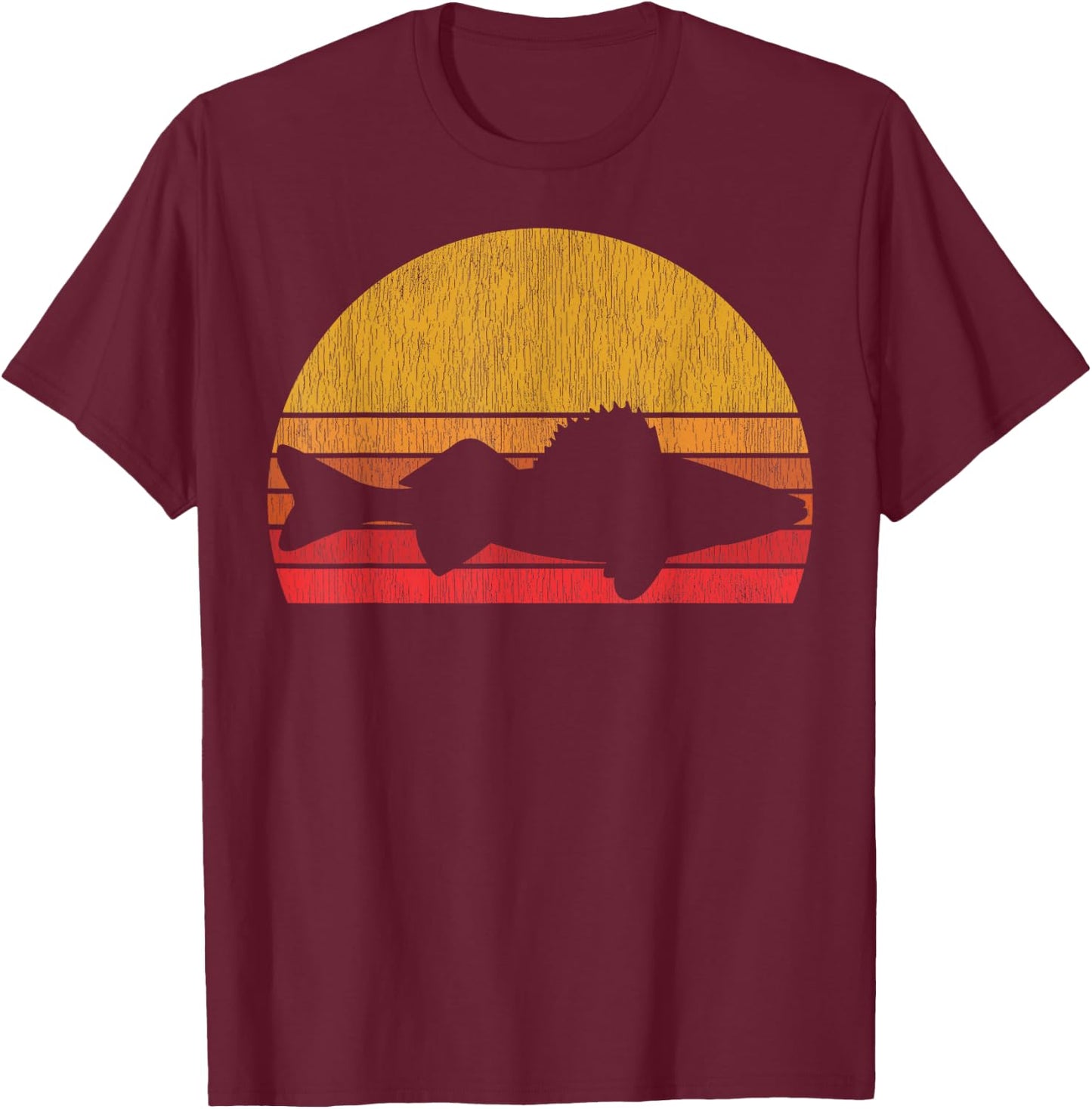 Walleye Fishing Retro Walleye Sauger Fisherman T-Shirt - T-Shirt | Maroon