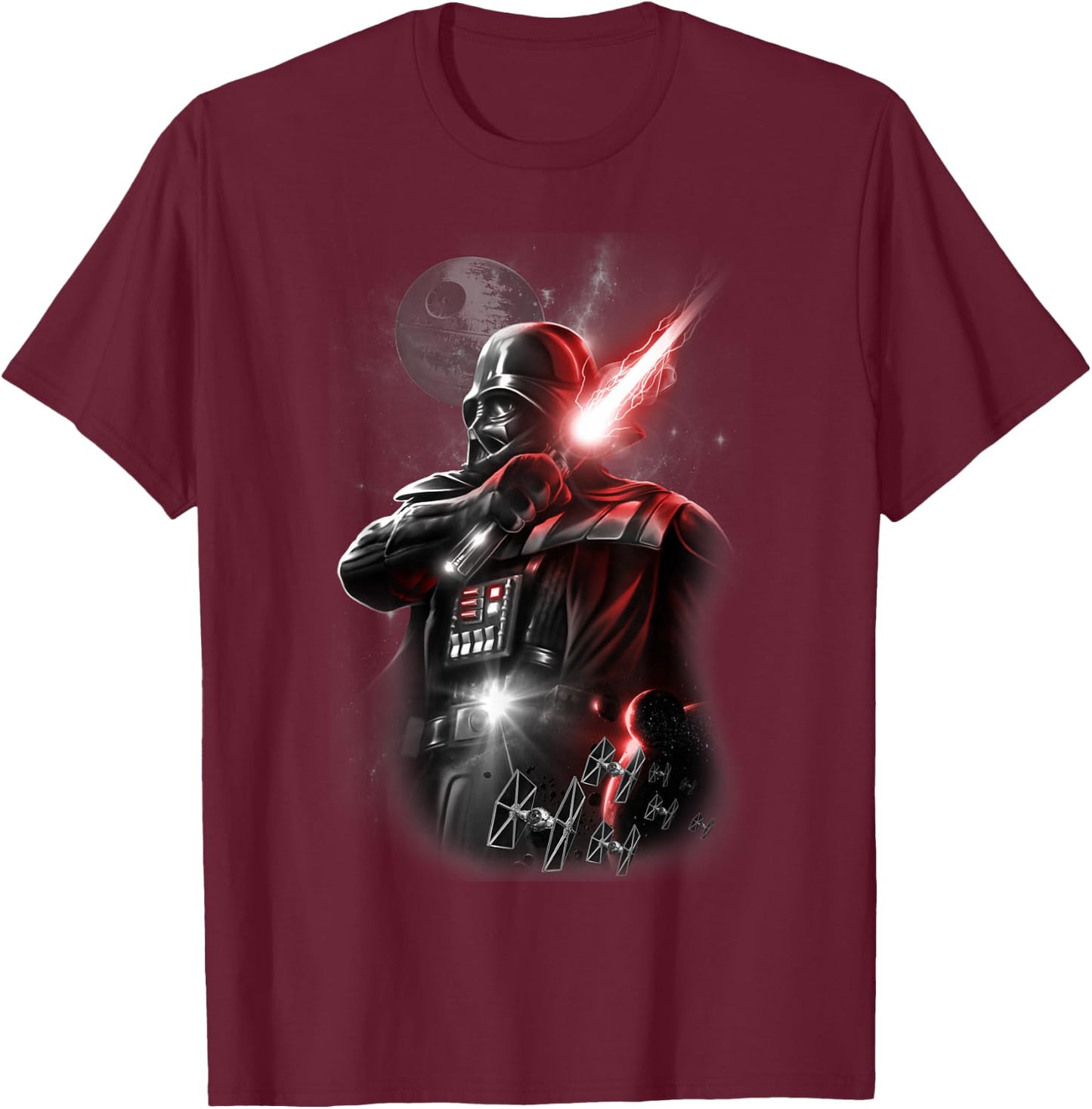 Star Wars Darth Vader Lightsaber Portrait T-Shirt - T-Shirt | Maroon