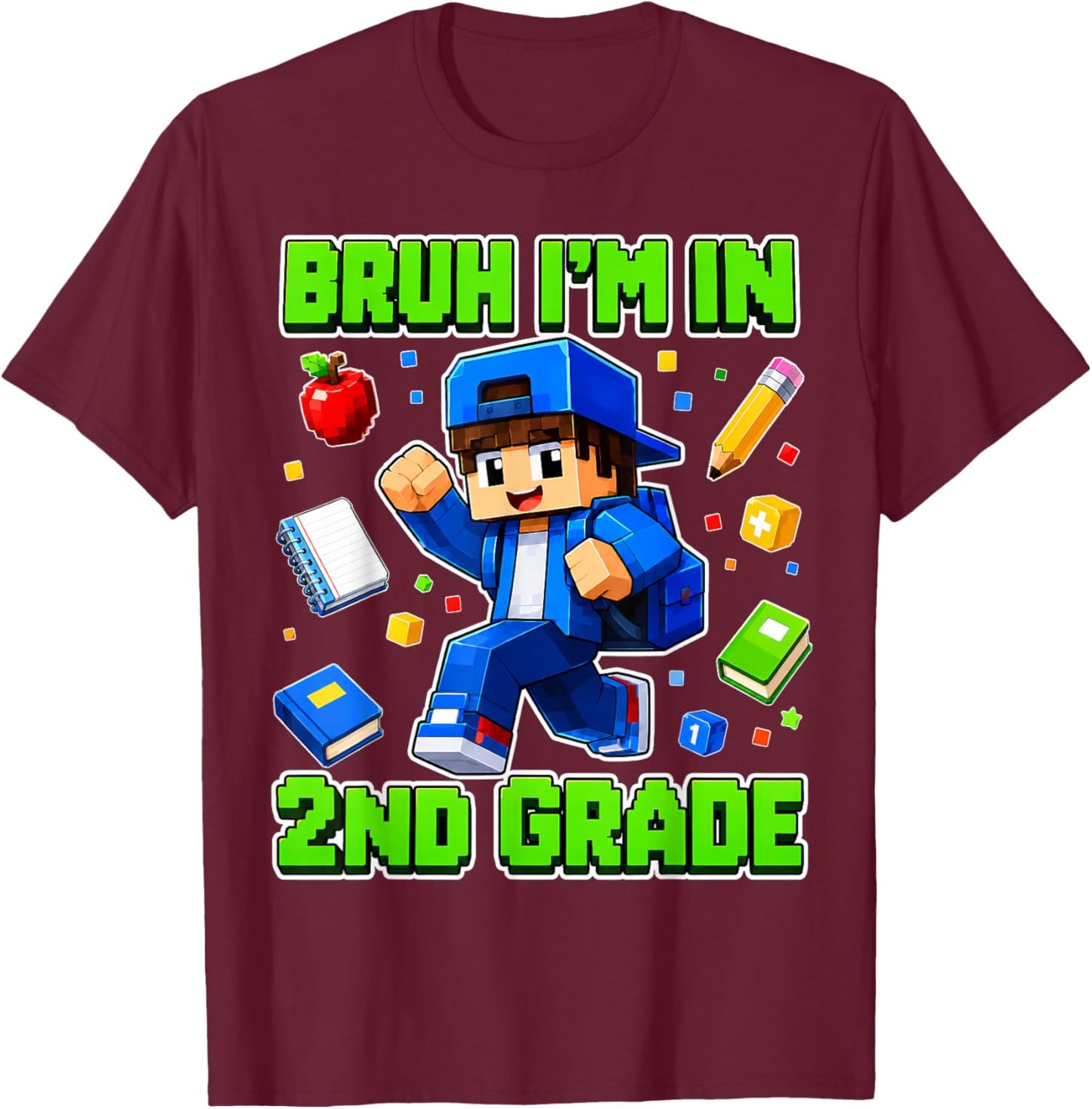 2nd Grade for Boys Back to School First Day Second Grade T-Shirt - T-Shirt | Maroon