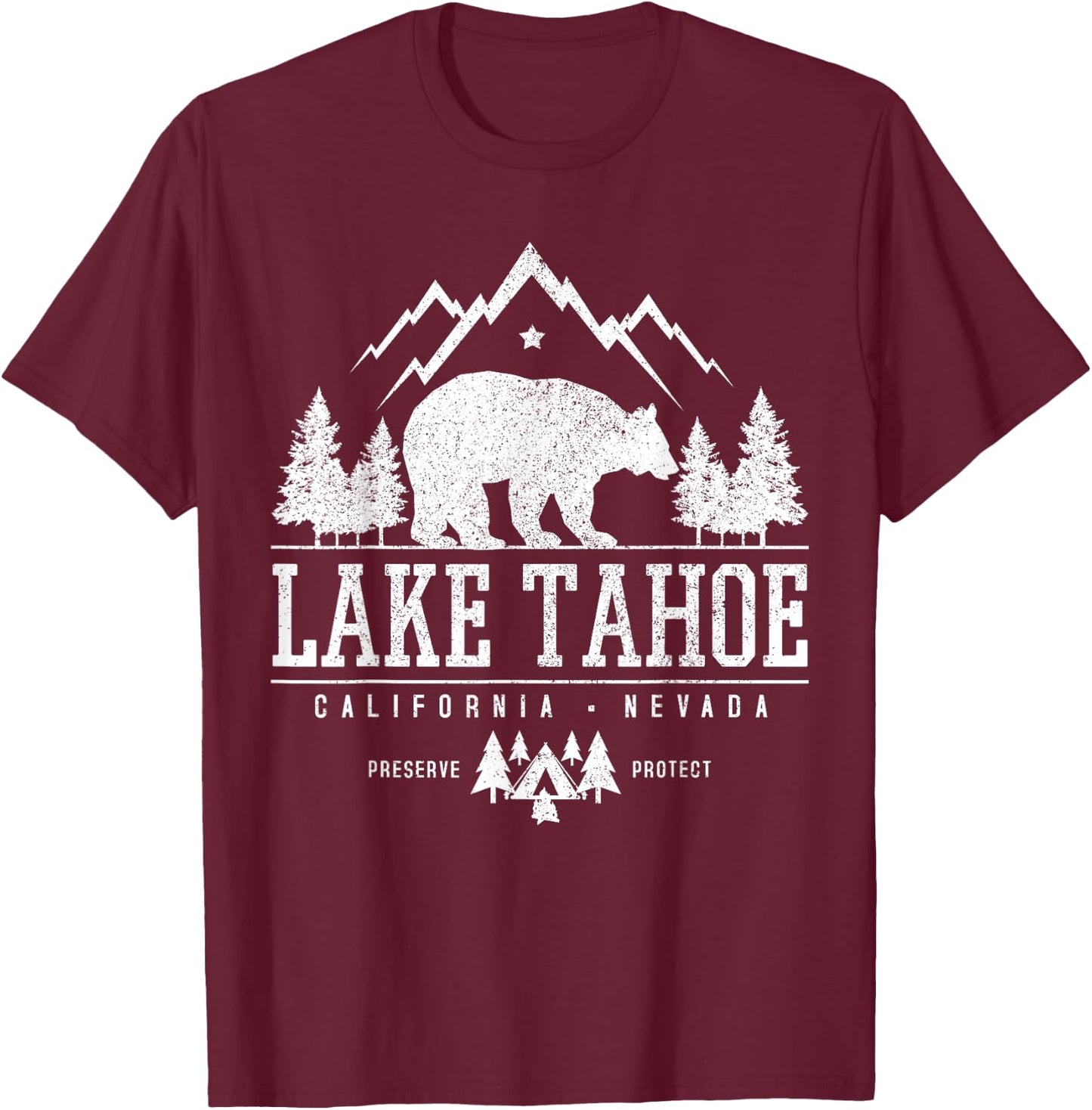 Lake Tahoe California - Bear Mountains Nature Camping Gift T-Shirt - T-Shirt | Maroon