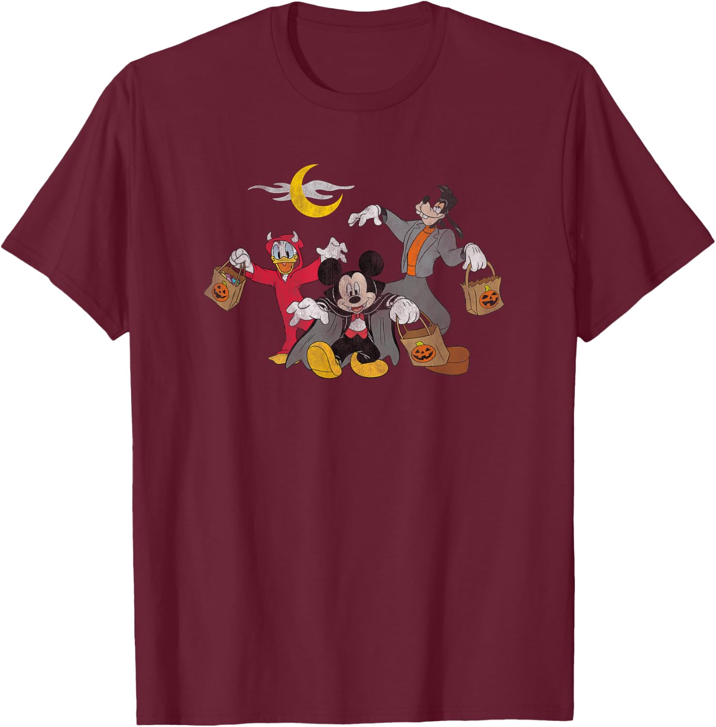 Disney - Mickey Goofy Donald Halloween Squad T-Shirt - T-Shirt | Maroon