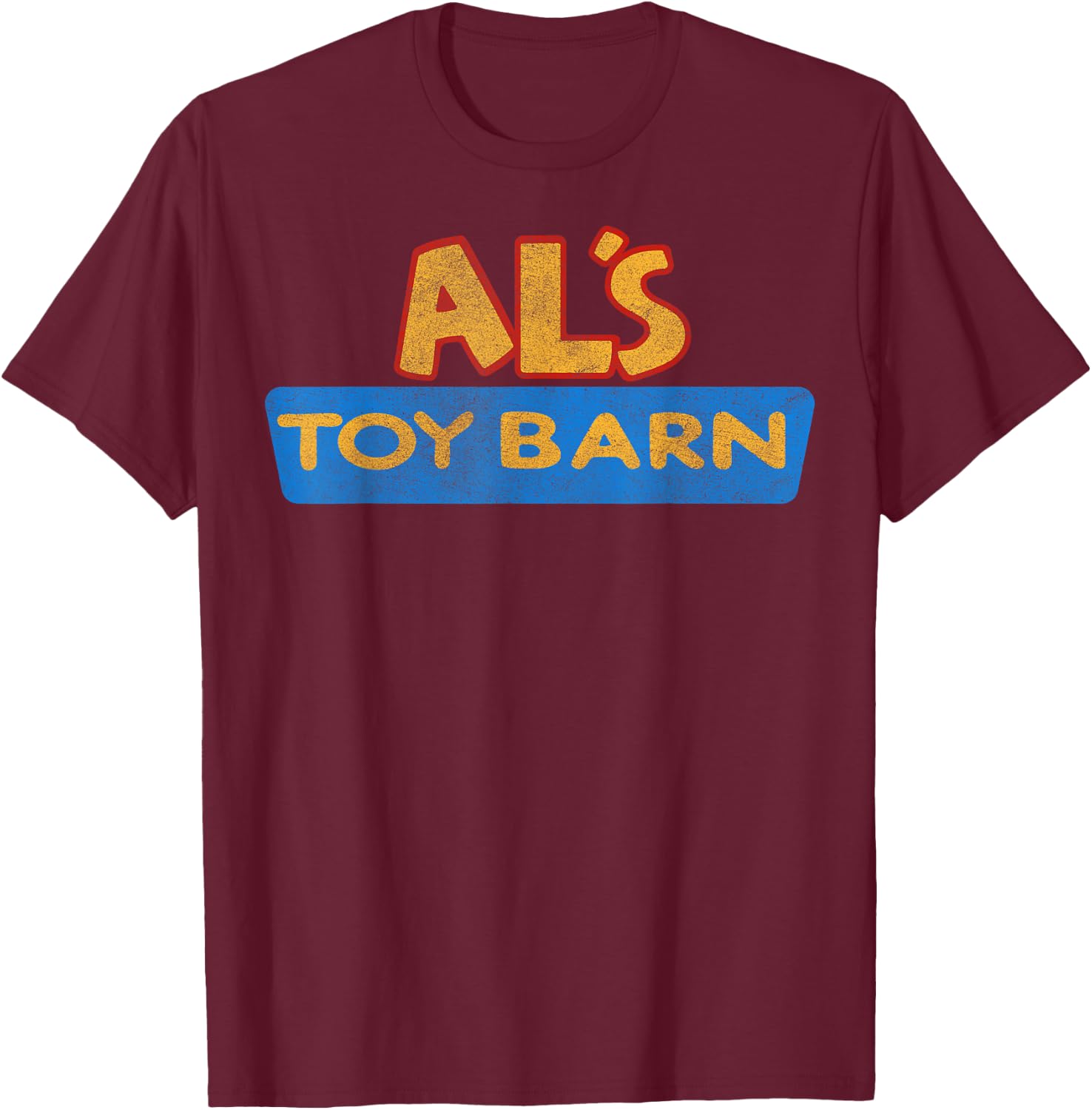 Disney Pixar Toy Story Al's Toy Barn Distressed Logo T-Shirt - T-Shirt | Maroon