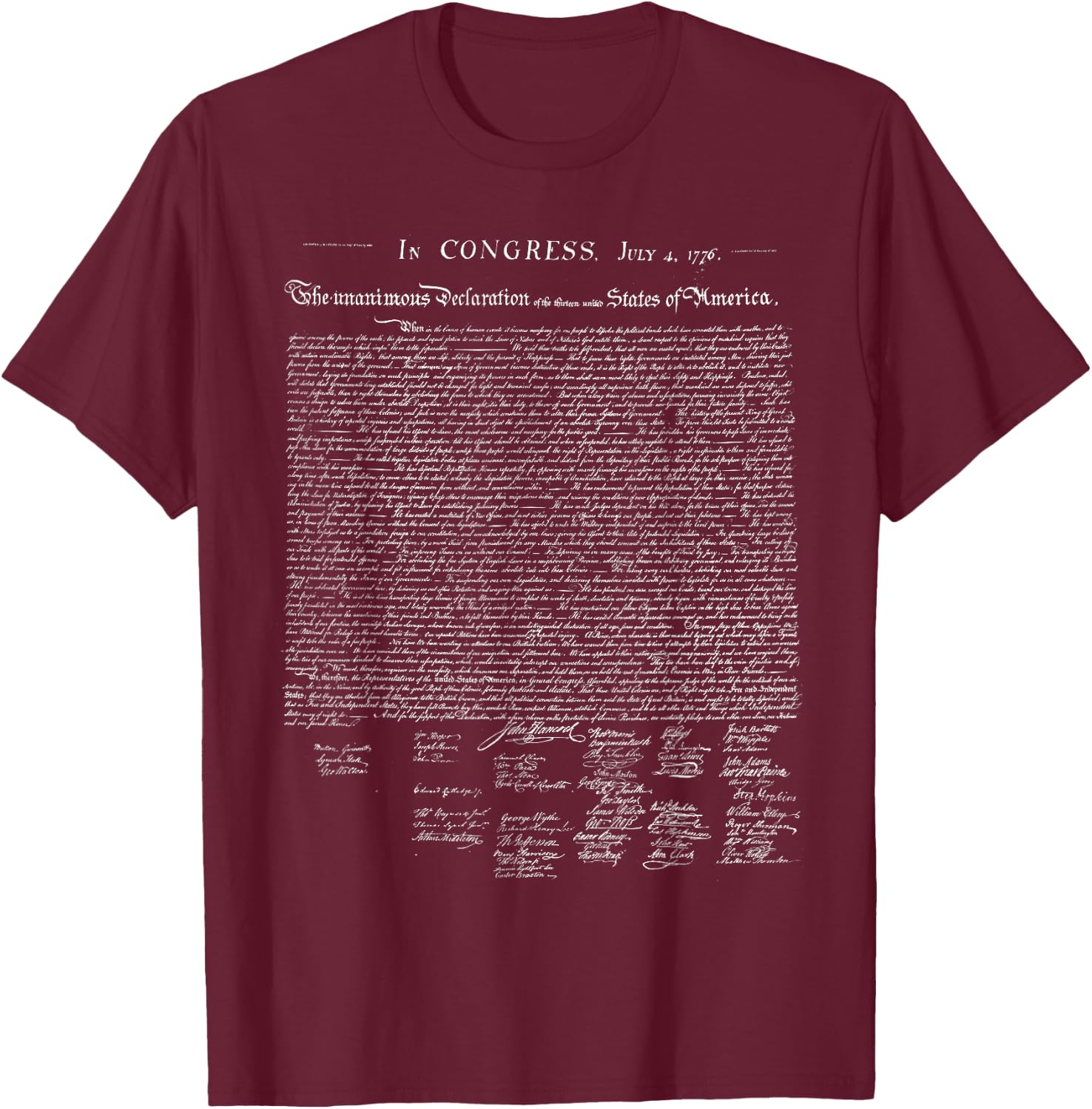 Kids Declaration Of Independence Full Text 6 Olive T-Shirt - T-Shirt | Maroon