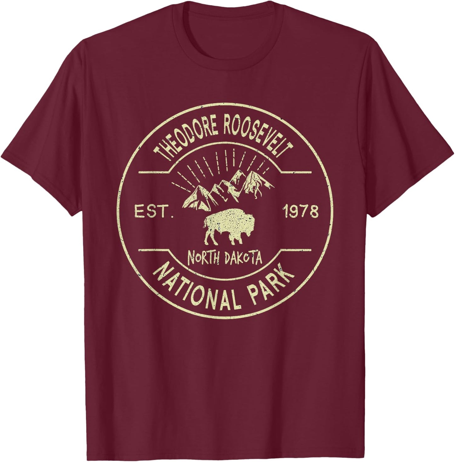Theodore Roosevelt National Park Shirt North Dakota Hiking T-Shirt - T-Shirt | Maroon