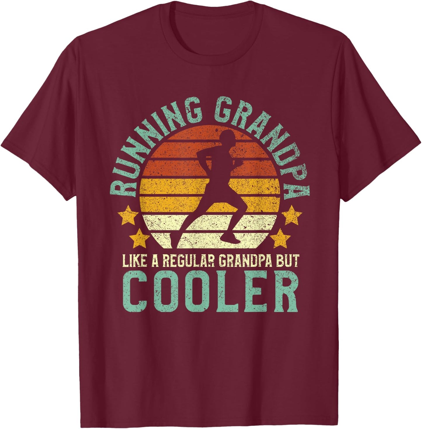 Running Grandpa | Funny Grandfather 5k Marathon Runner Gift T-Shirt - T-Shirt | Maroon