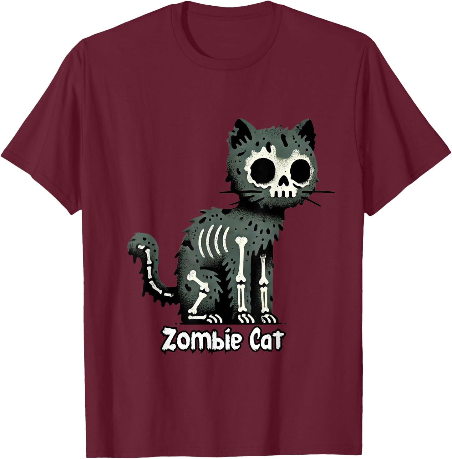 Spooky & Cute Cat Zombie Halloween Men Women Kids T-Shirt - T-Shirt | Maroon