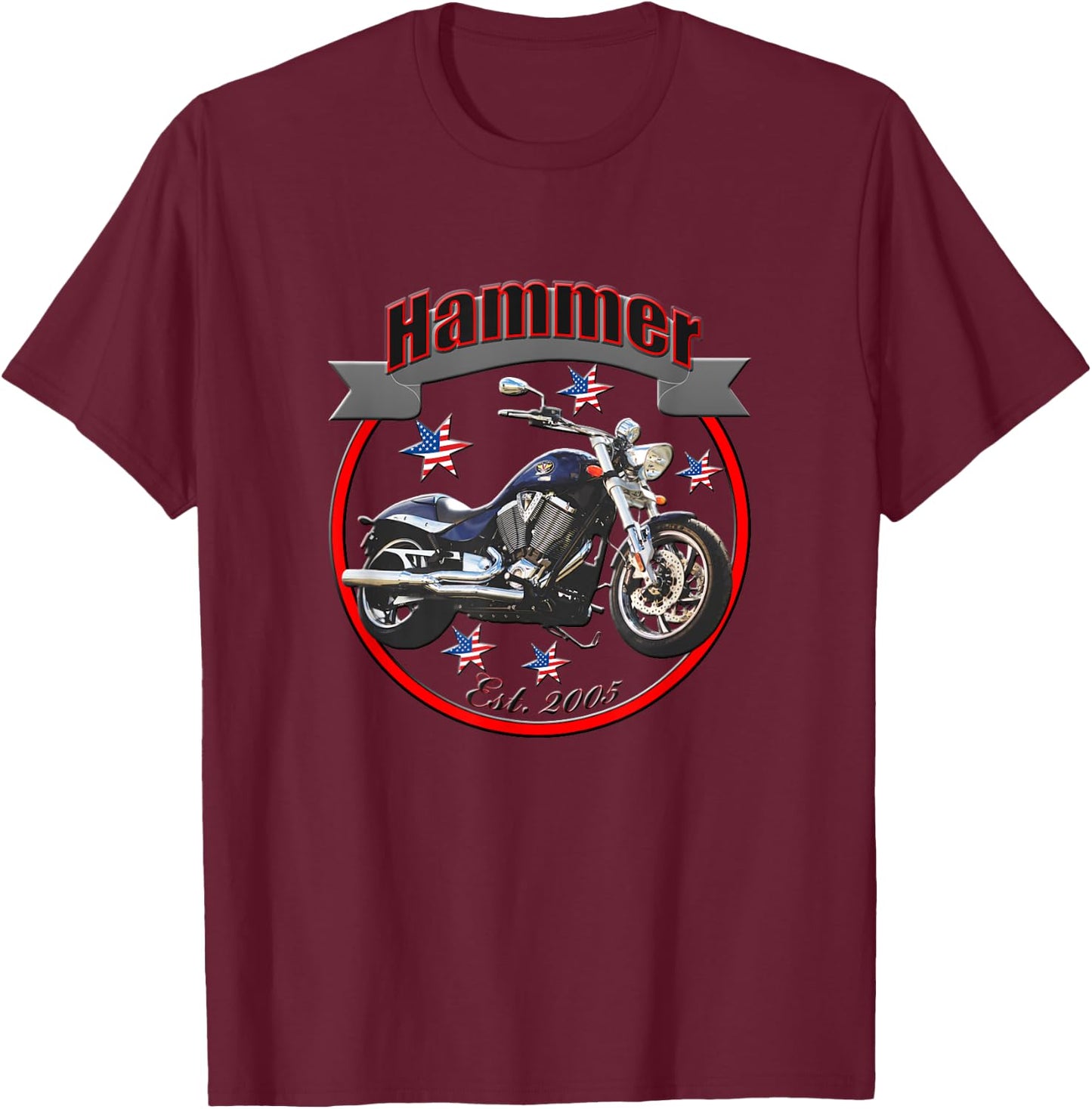 Victory Hammer U.S.A. Star Motorcycle T-Shirt - T-Shirt | Maroon