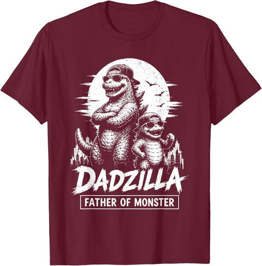 Vintage Dadzilla Father of The Monsters Dad Son Daughter T-Shirt - T-Shirt | Maroon