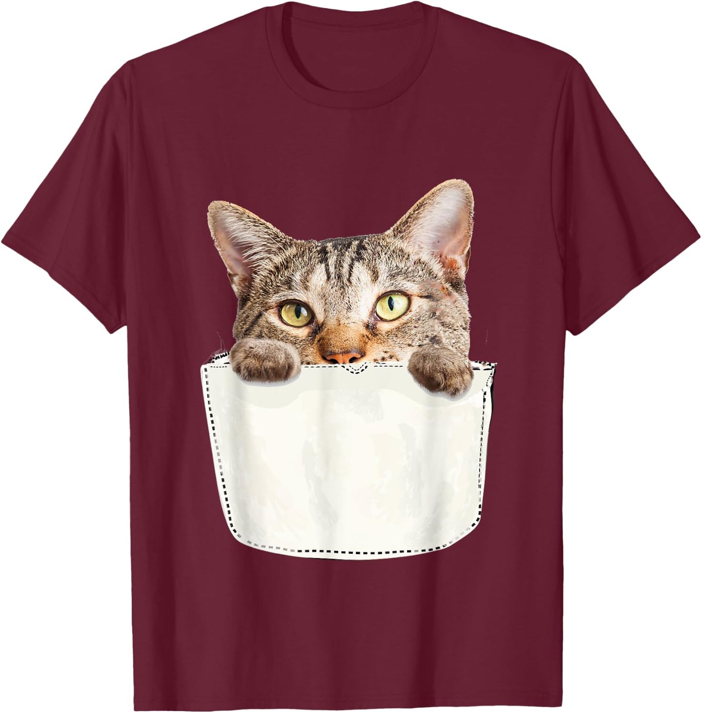 Kangaroo Pocket Cat Baby Kitten In Pouch Shirt Men Women Girls Kids T-Shirt - T-Shirt | Maroon