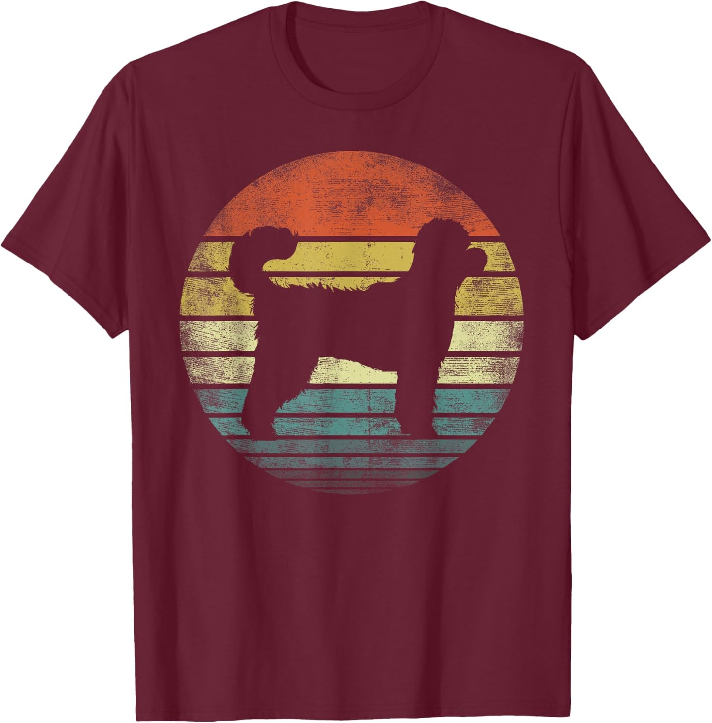 Goldendoodle Lover Owner Gifts Retro Sunset Dog Silhouette Women Kids T-Shirt - T-Shirt | Maroon