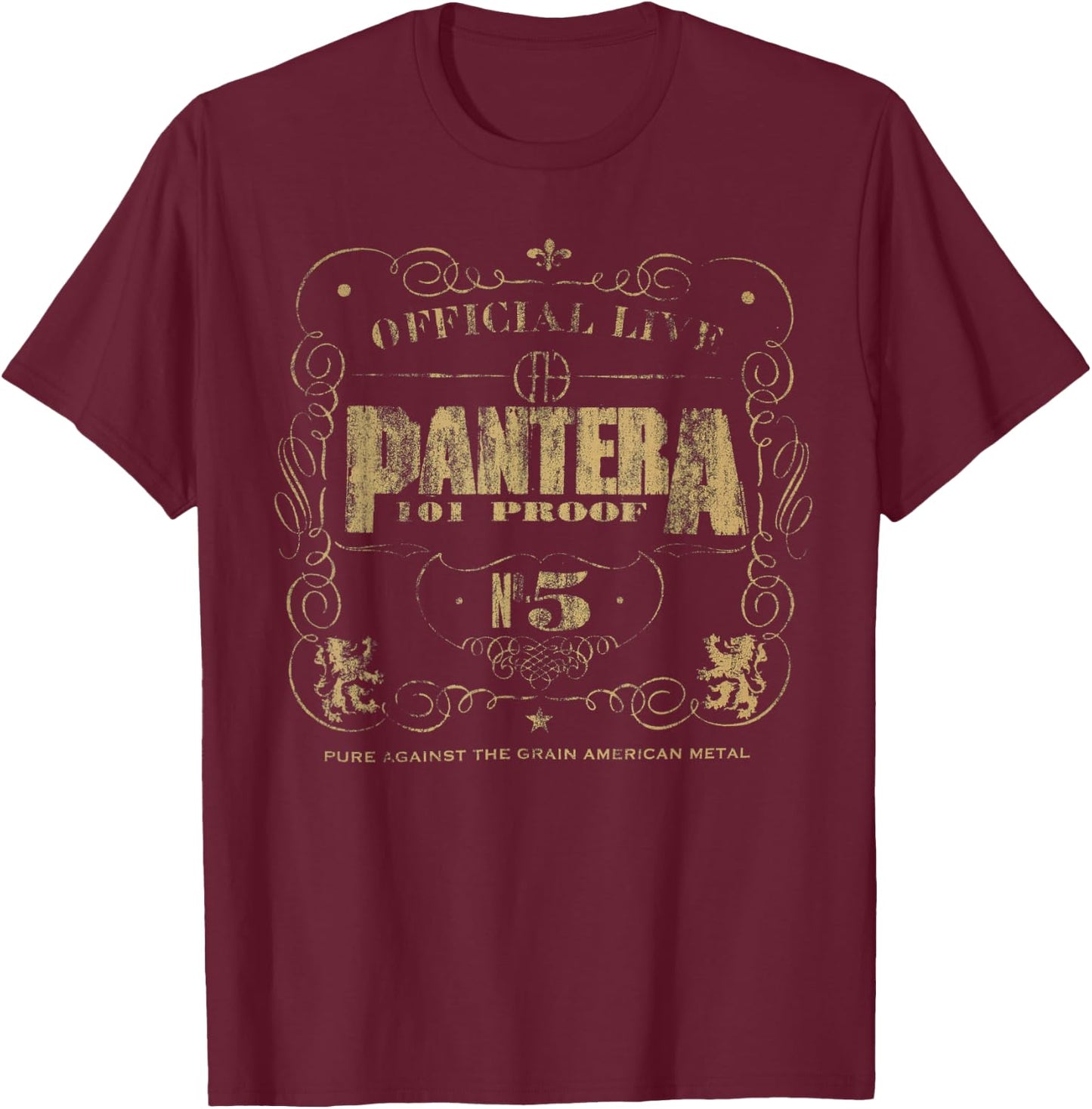 Pantera Official 101 Proof Black Adult T-Shirt - T-Shirt | Maroon