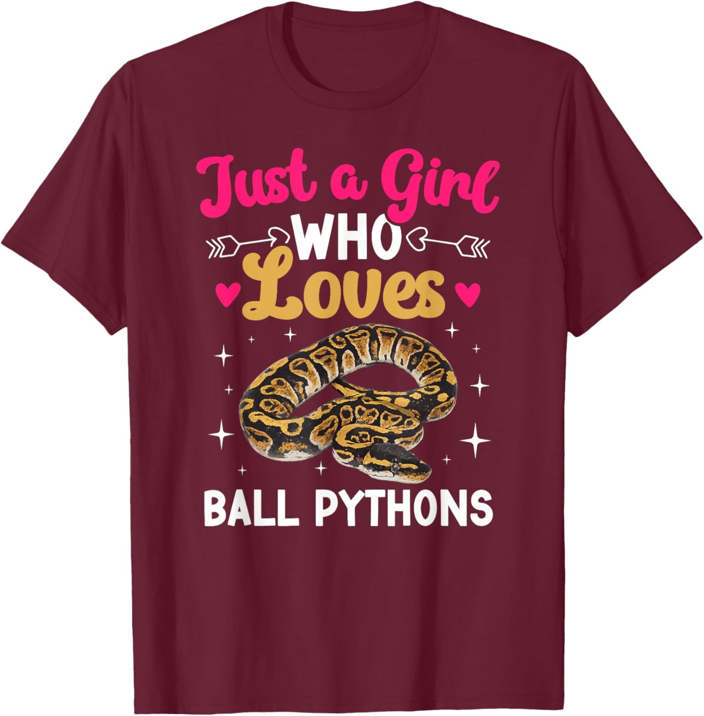 Just A Girl Who Loves Ball Python Owner Ball Python Mom T-Shirt - T-Shirt | Maroon