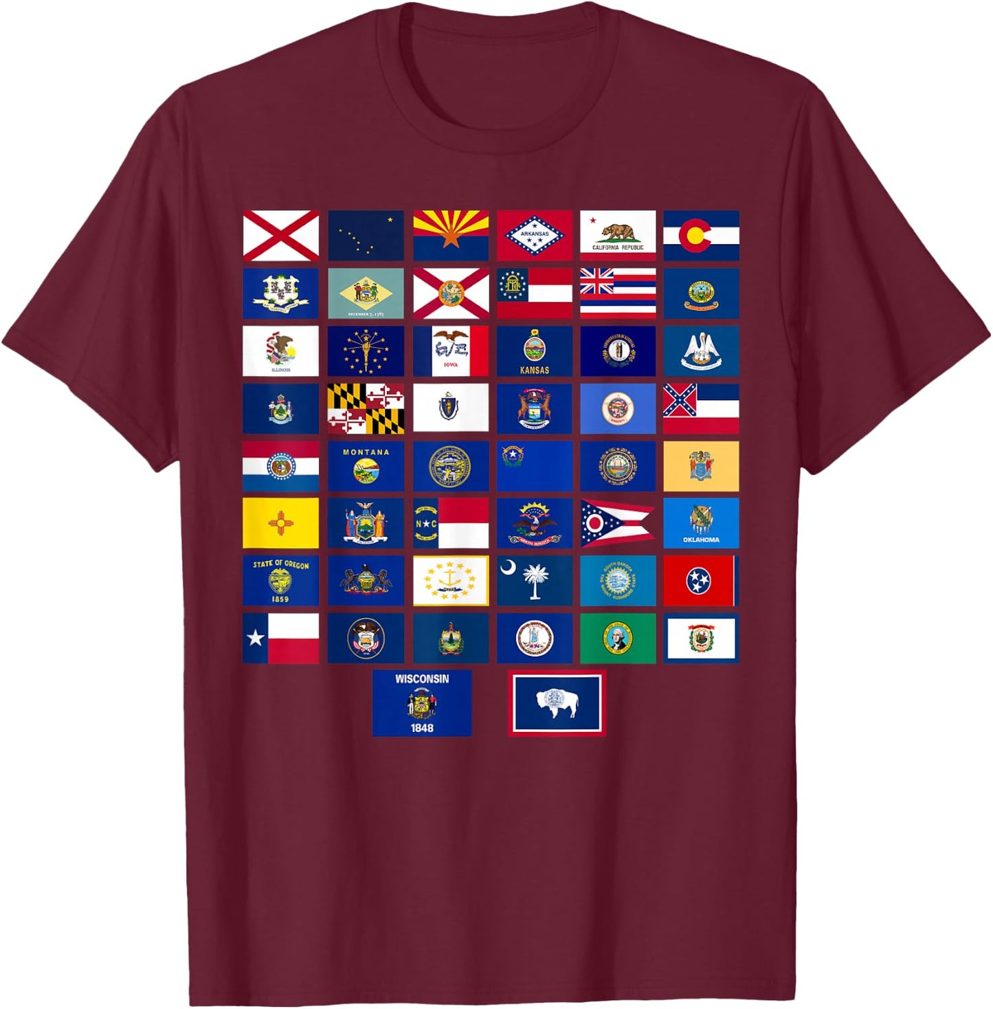 Flags of the US states T-Shirt - T-Shirt | Maroon