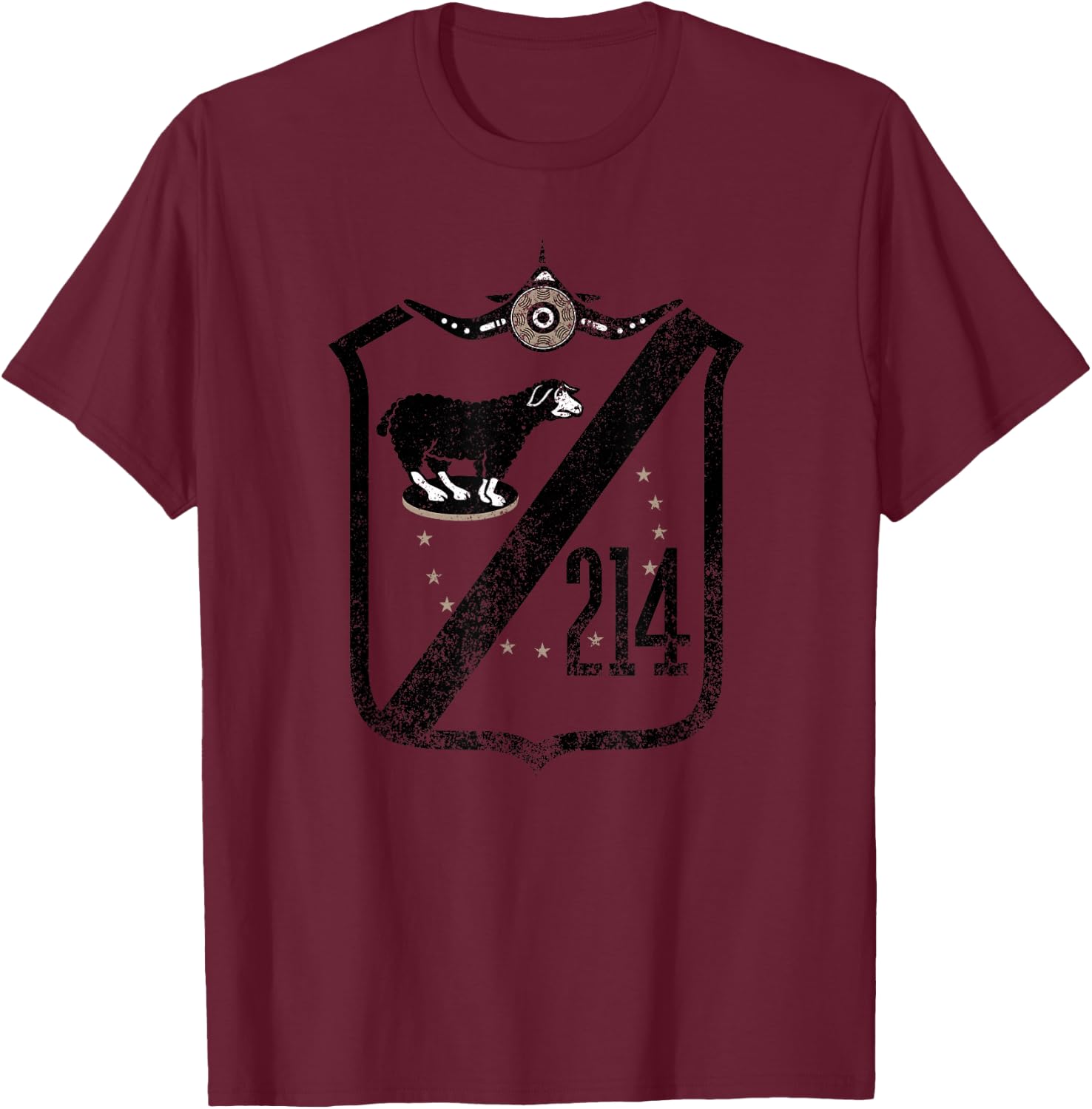 Vintage Black WW2 Squadron Patch VMA 214 Black Sheep T-Shirt - T-Shirt | Maroon