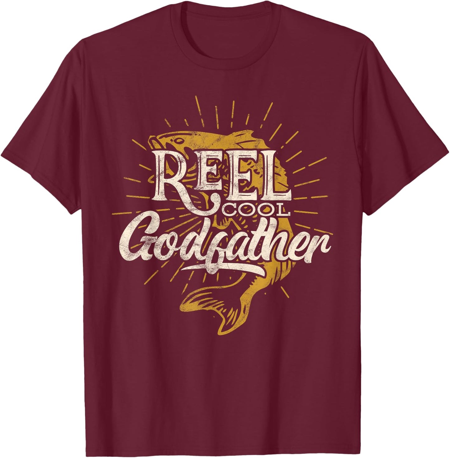 Reel Cool Godfather Fishing Graphic Saying Fish Lover Fun T-Shirt - T-Shirt | Maroon
