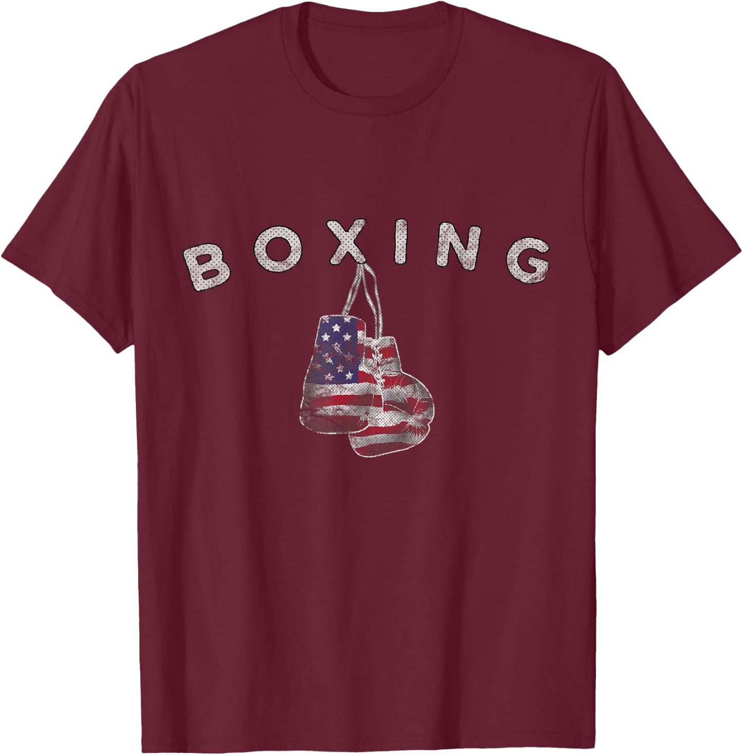 Vintage US Flag Boxing Gloves for July 4th T-Shirt - T-Shirt | Maroon