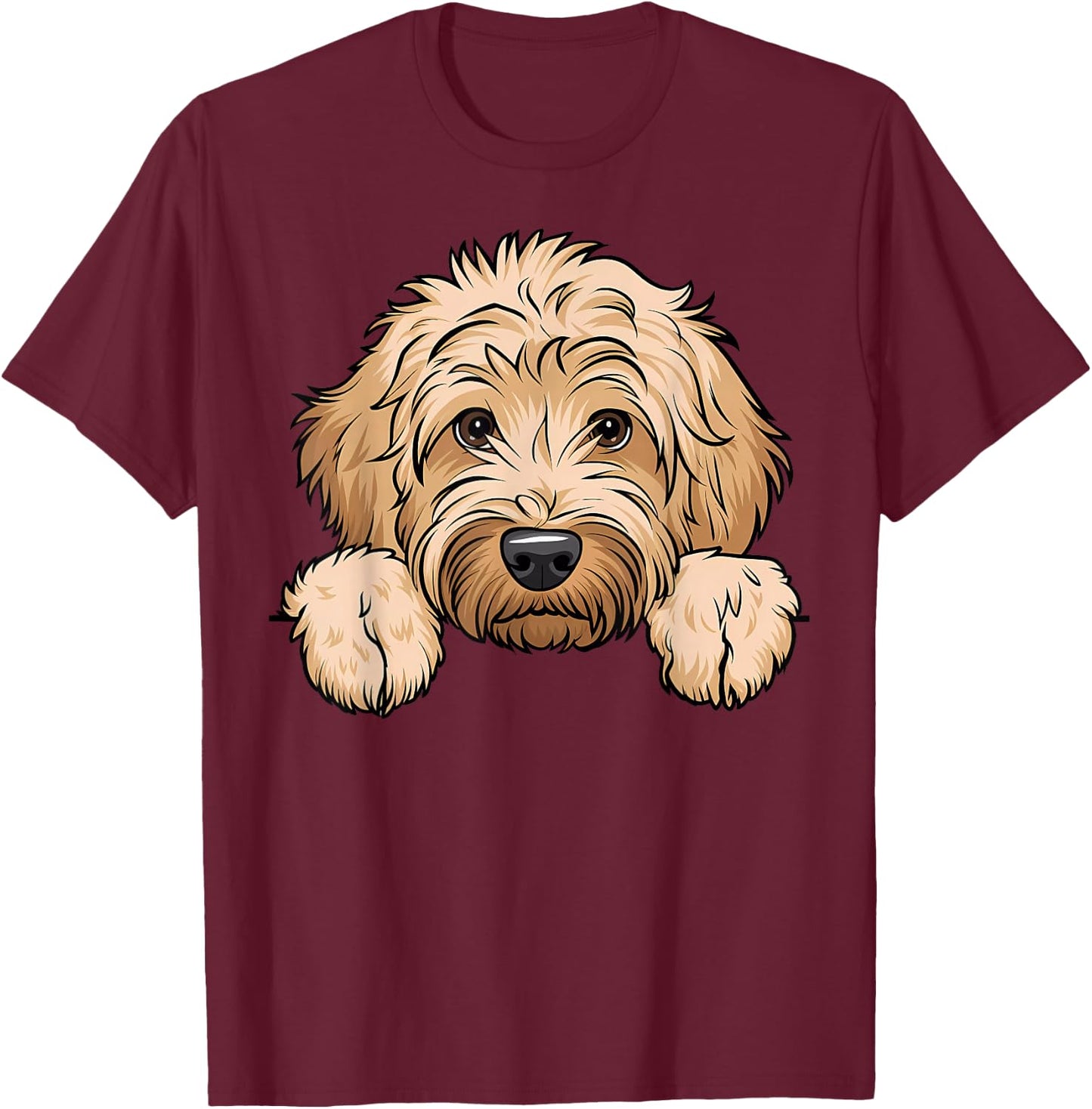 Cute Goldendoodle Funny Peeking Pocket Golden Doodle Dog T-Shirt - T-Shirt | Maroon