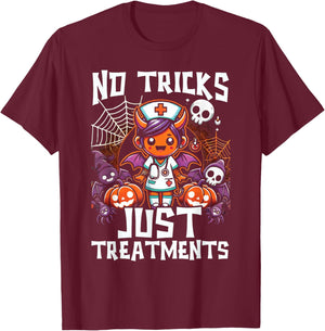 Addiction Nurse Halloween Spooky Nursing Trick Or Treat T-Shirt - T-Shirt | Maroon