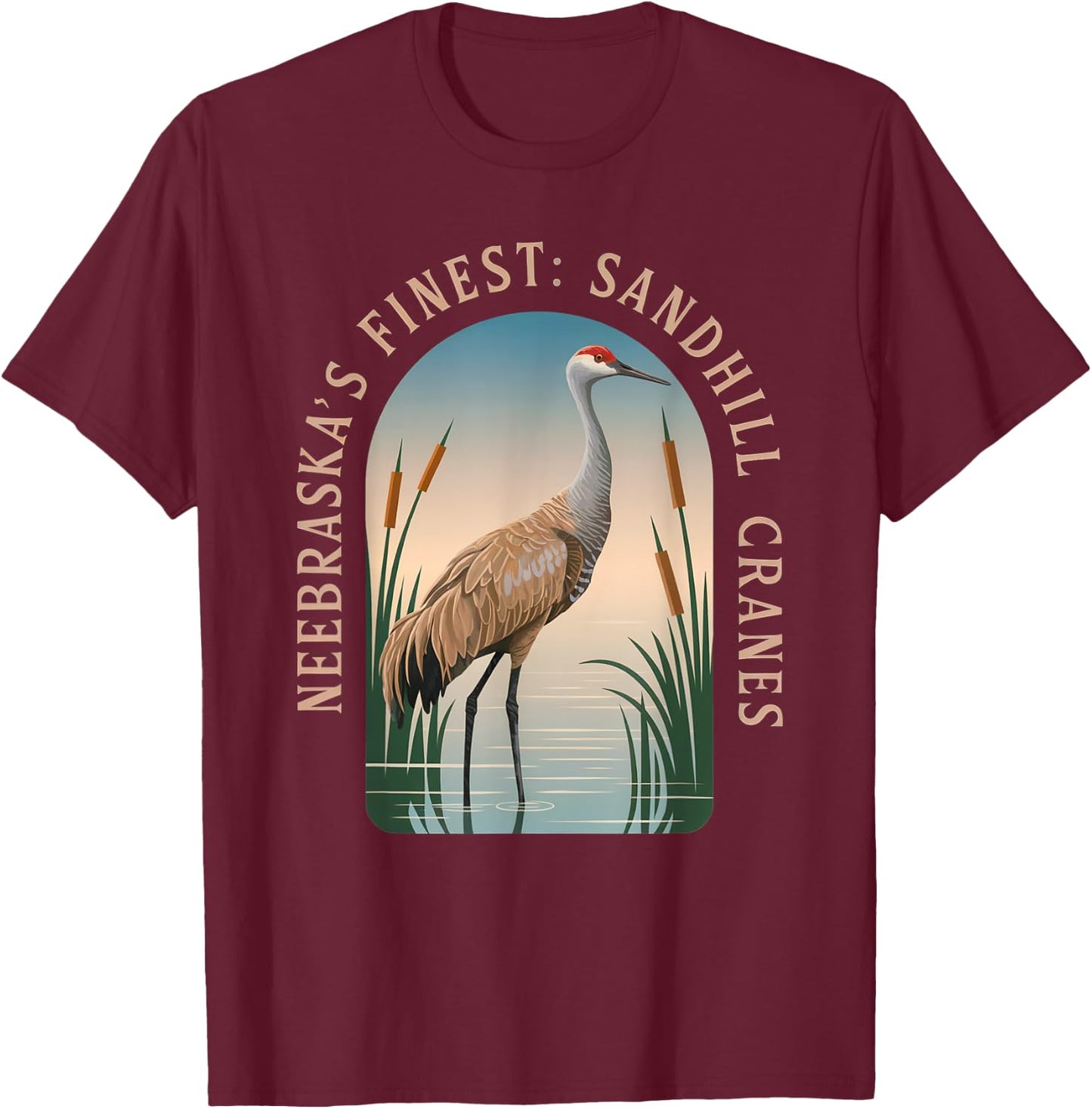Sandhill Crane – Majestic Bird Lover Design T-Shirt - T-Shirt | Maroon