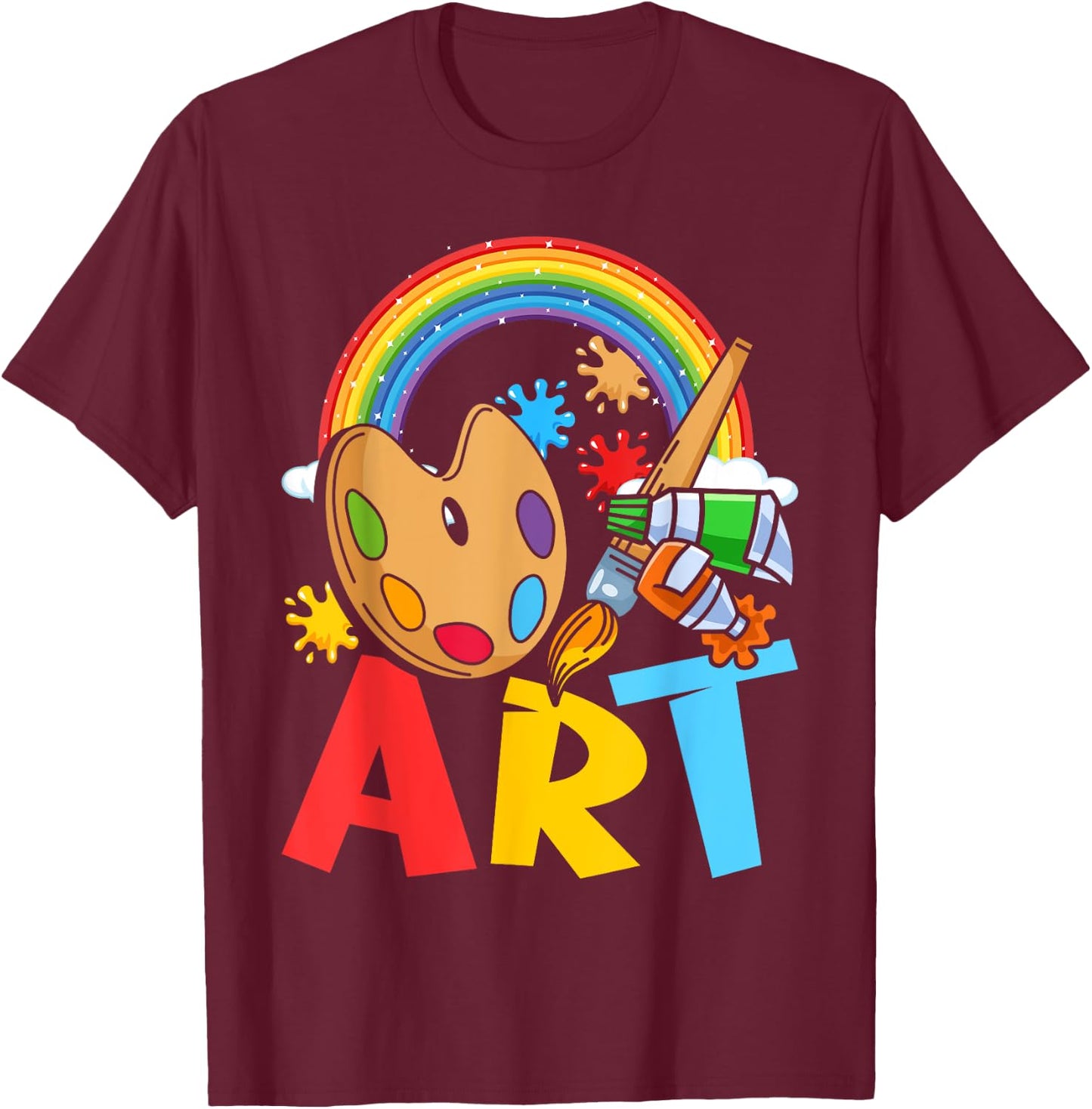 I Love Art Artist Painter Colorful Painting Kids Girls T-Shirt - T-Shirt | Maroon