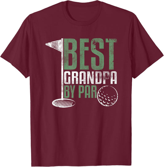 Best Grandpa by Par Father's Day Golf Grandad Golfing Gift Small T-Shirt - T-Shirt | Maroon