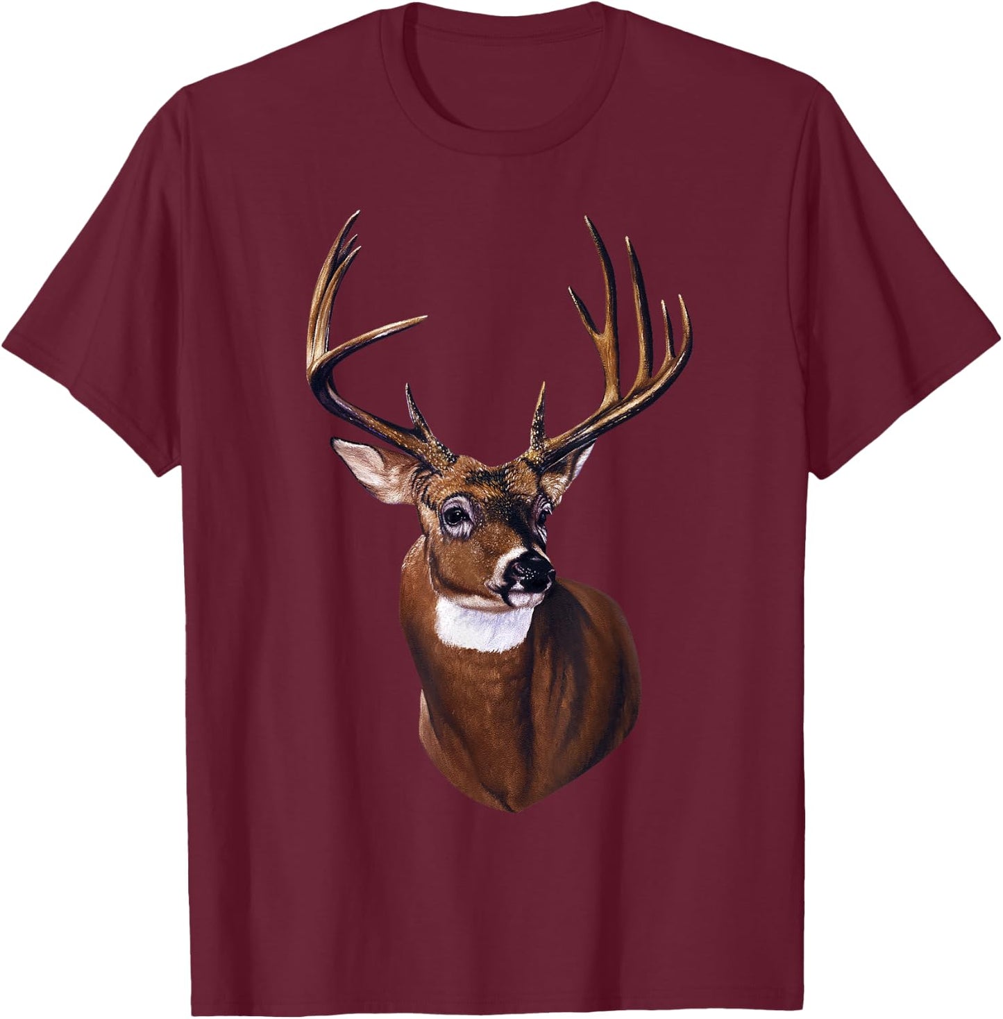Whitetail Deer Portrait Antlers Wildlife Animal Graphic T-Shirt - T-Shirt | Maroon