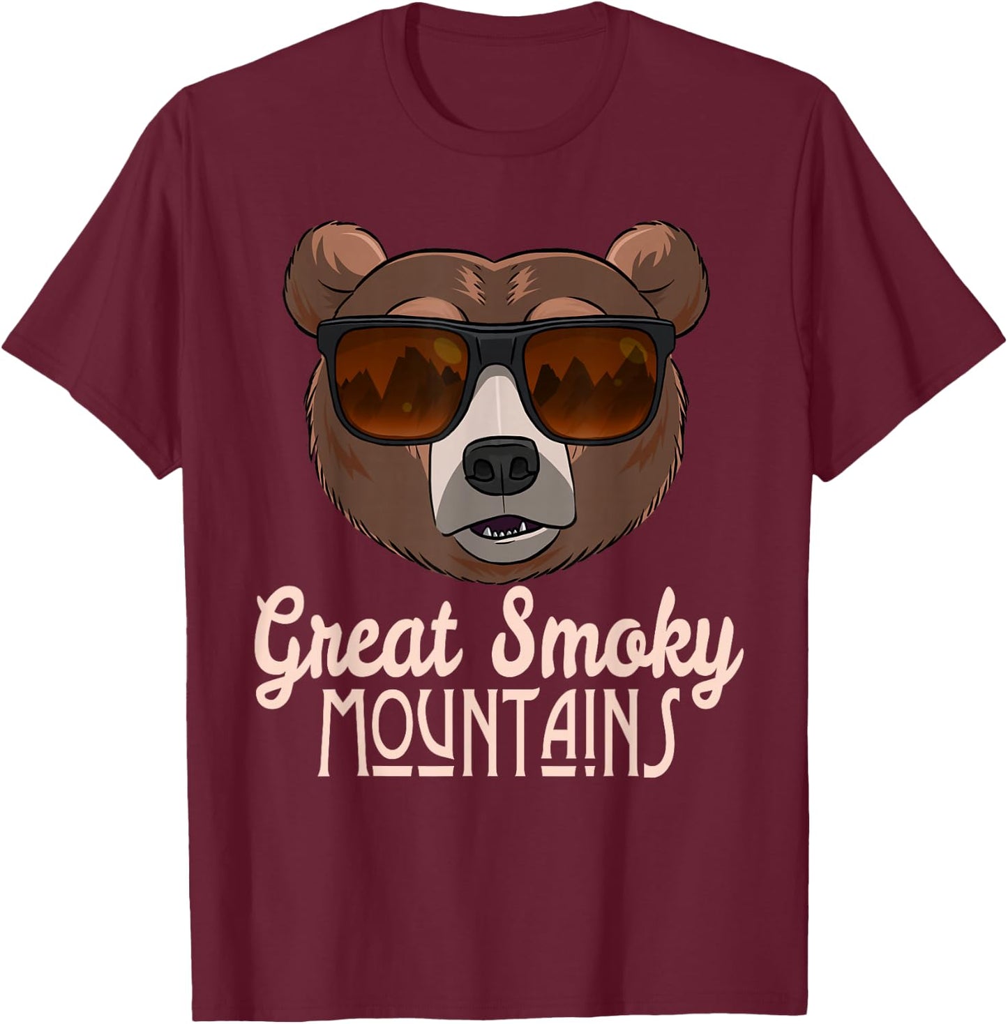 Great Smoky Mountains National Park Bear T Shirt T-Shirt - T-Shirt | Maroon