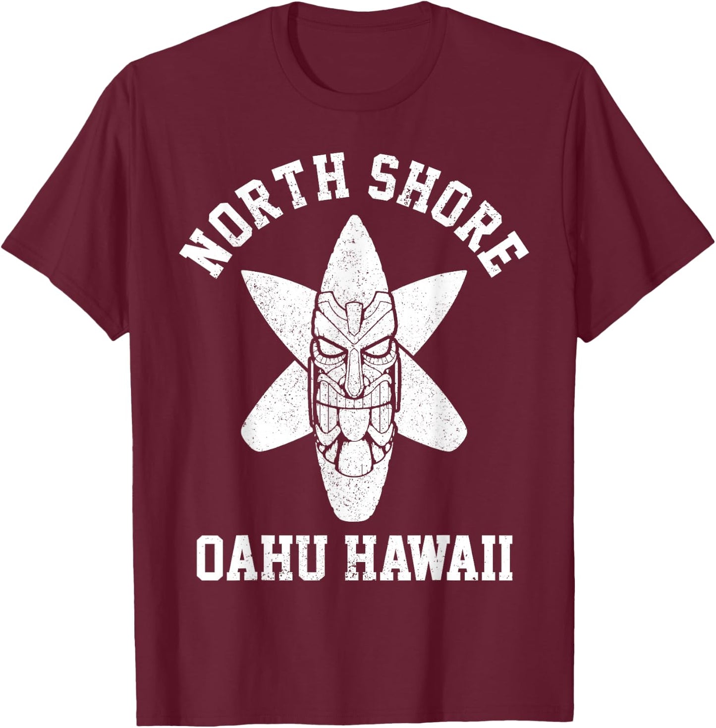 Oahu Hawaii North Shore Surf Beach Surfing Surfer Gift T-Shirt - T-Shirt | Maroon