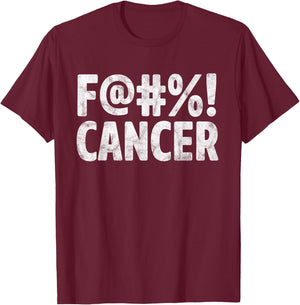 Fuck Cancer Breast Cancer Awareness Gift Distressed F@#%! T-Shirt - T-Shirt | Maroon
