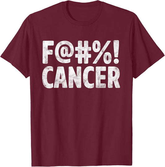 Fuck Cancer Breast Cancer Awareness Gift Distressed F@#%! T-Shirt - T-Shirt | Maroon