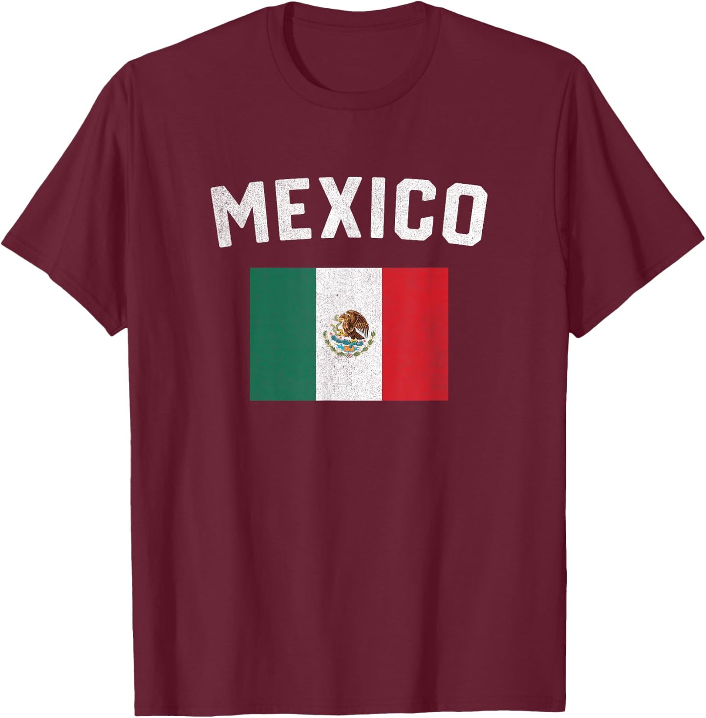 I Love Mexico Minimalist Mexican Flag T-Shirt - T-Shirt | Maroon
