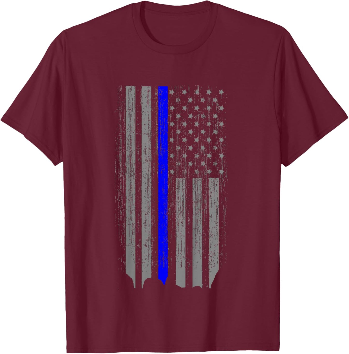 Kids Thin Blue Line Law Enforcement American Flag Shirt Youth T-Shirt - T-Shirt | Maroon