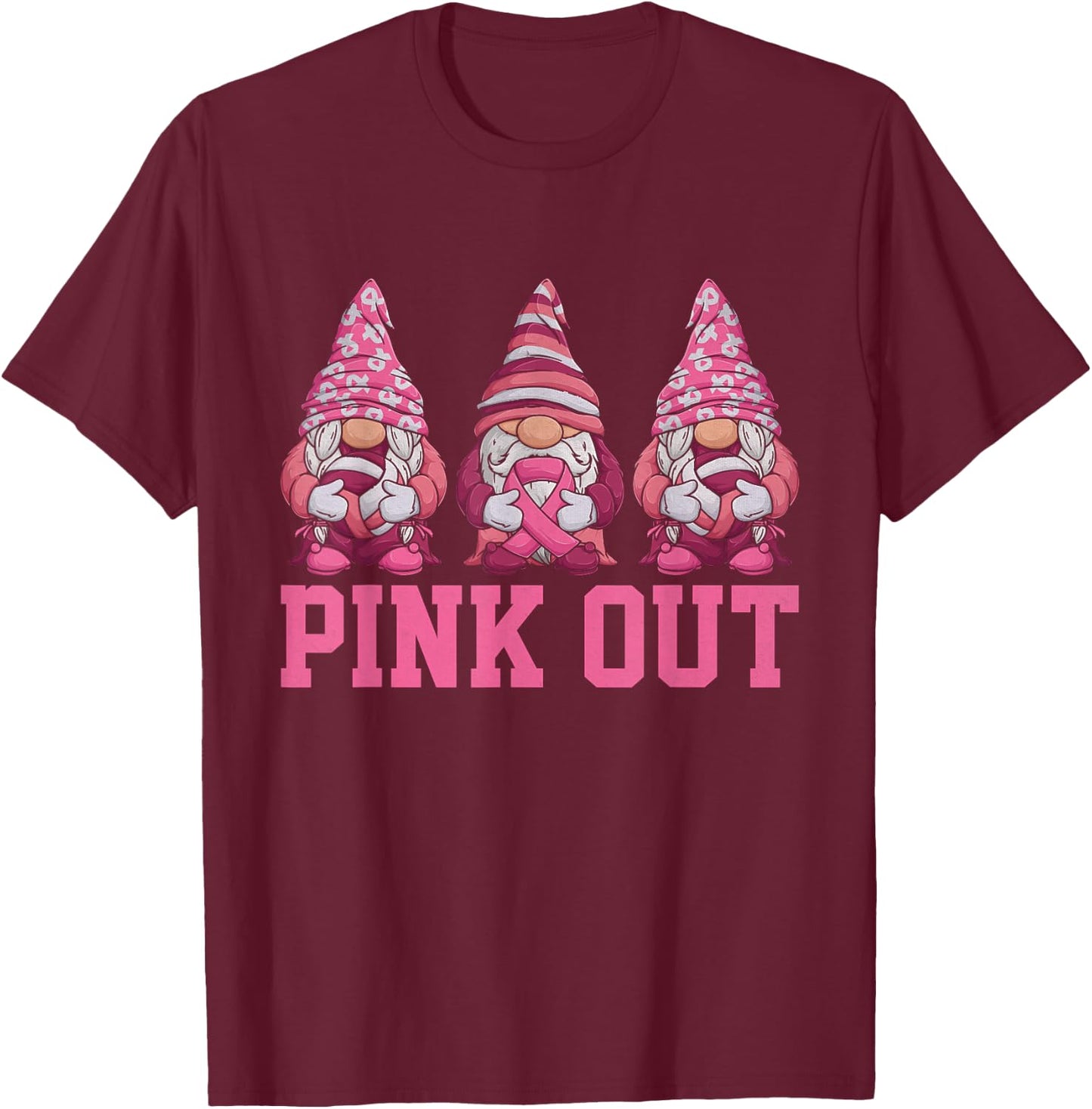 Pink Out Volleyball Pink Ribbon Breast Cancer Awareness T-Shirt - T-Shirt | Maroon