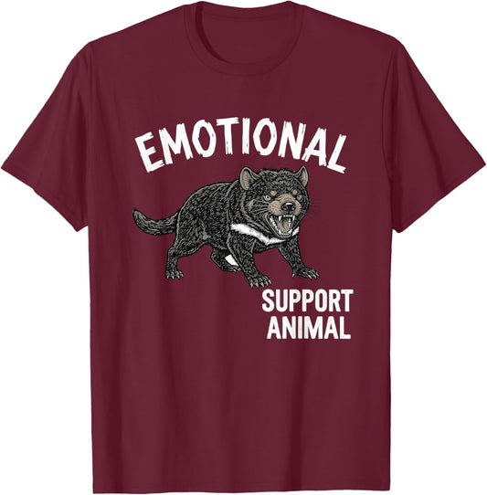 Funny Emotional Support Tasmanian Devil Wildlife T-Shirt - T-Shirt | Maroon