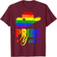 Retro Pride Y'all Cowboy Hat Rainbow Flag Gay Pride LGBT T-Shirt - T-Shirt | Maroon