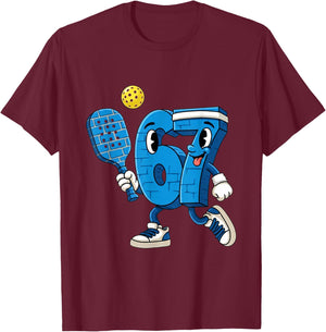 Pickleball 67 Six Seven Gift Funny Player Lovers T-Shirt - T-Shirt | Maroon