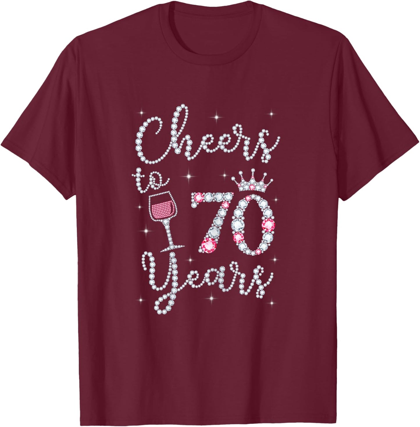 Cheers to 70 Years 1949 70Th Birthday Gift T-Shirt - T-Shirt | Maroon
