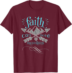Christian Shirt Faith Move Mountains Inspirational T-Shirt - T-Shirt | Maroon