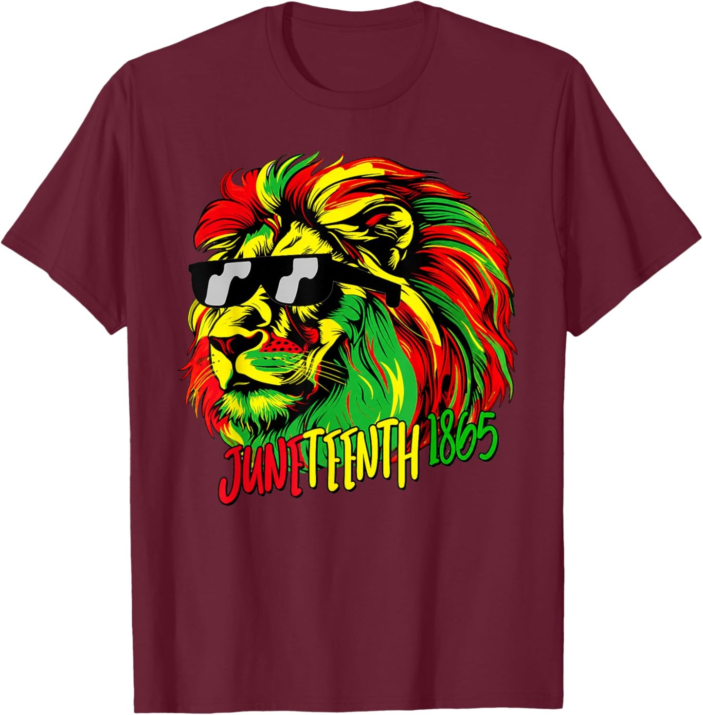 Juneteenth Lion Black African June 19th 1865 Men Women Kids T-Shirt - T-Shirt | Maroon