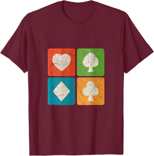 Vintage Playing Cards Symbols Suits T-Shirt - T-Shirt | Maroon