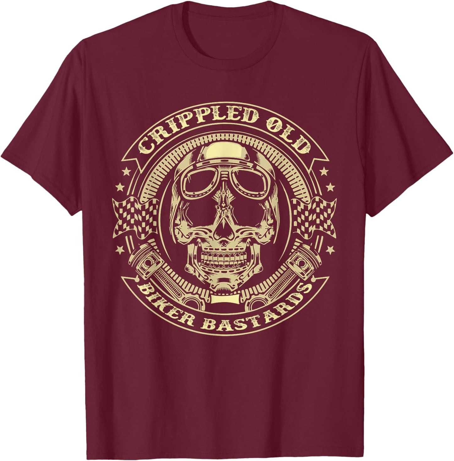 Crippled Old Biker Bastards T-Shirt - T-Shirt | Maroon